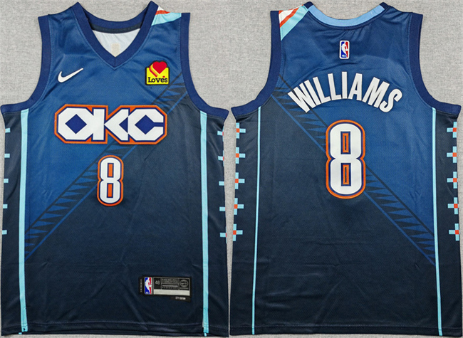 Men's Oklahoma City Thunder #8 Jalen Williams Navy Stitched Basketball Jersey
